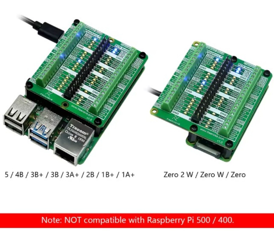 Freenove Breakout Board for Raspberry Pi  5 4B 3B Zero - Carte de surveillance de l&aposétat du bus GPIO pour Raspberry Pi Pico - FNK008