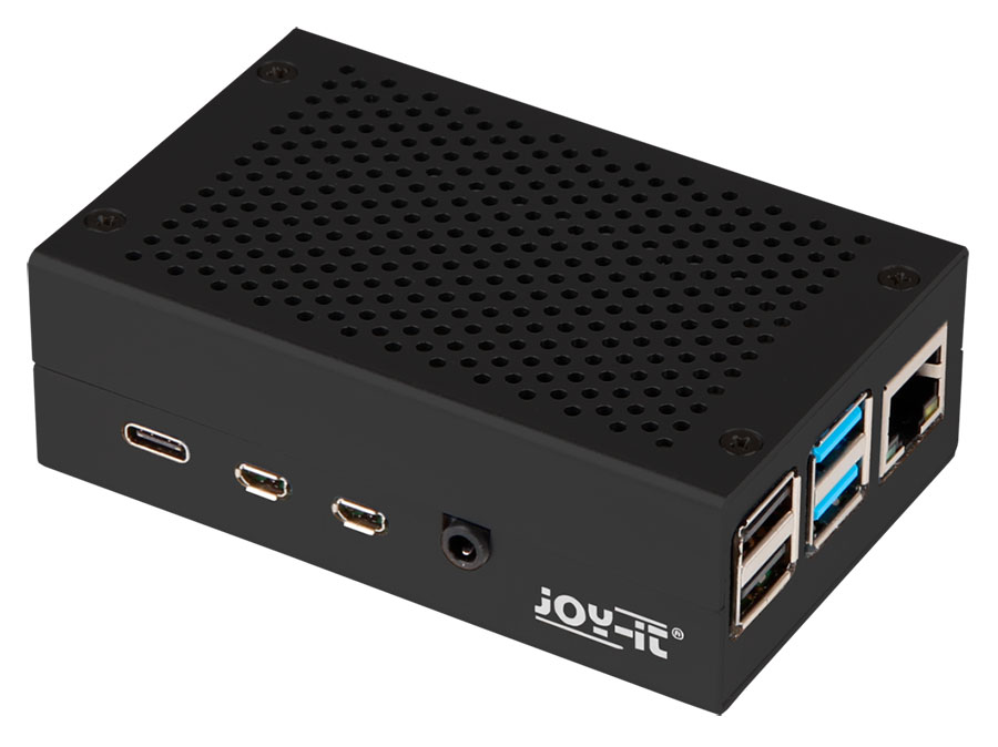 jOY-it ALUMINIUM CASE - Caja Raspberry Pi 4 Modelo B - Aluminio - Negro - RB-AlucaseP4+01B