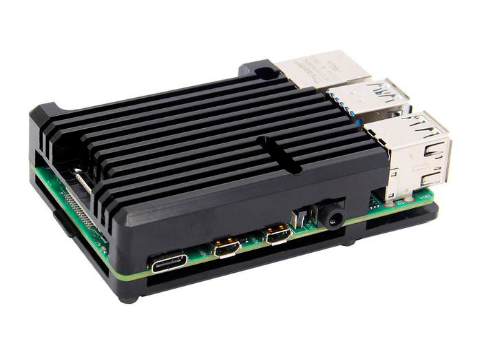 jOY-it Armor case “BLOCK” - Boîtier pour Raspberry Pi 4 Model B Noir - Aluminium - Dissipateur Thermique - RB-ALUcaseP4+07