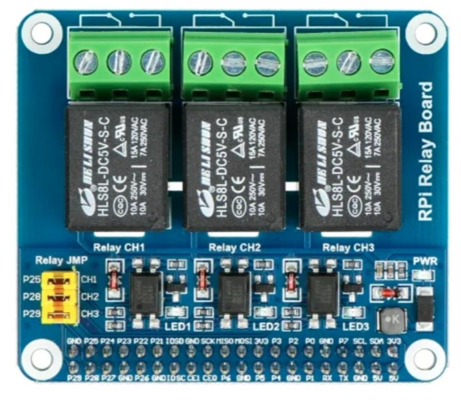 Waveshare RPi Relay Board - Módulo Empilhável 3 Relés para Raspberry Pi - 11638