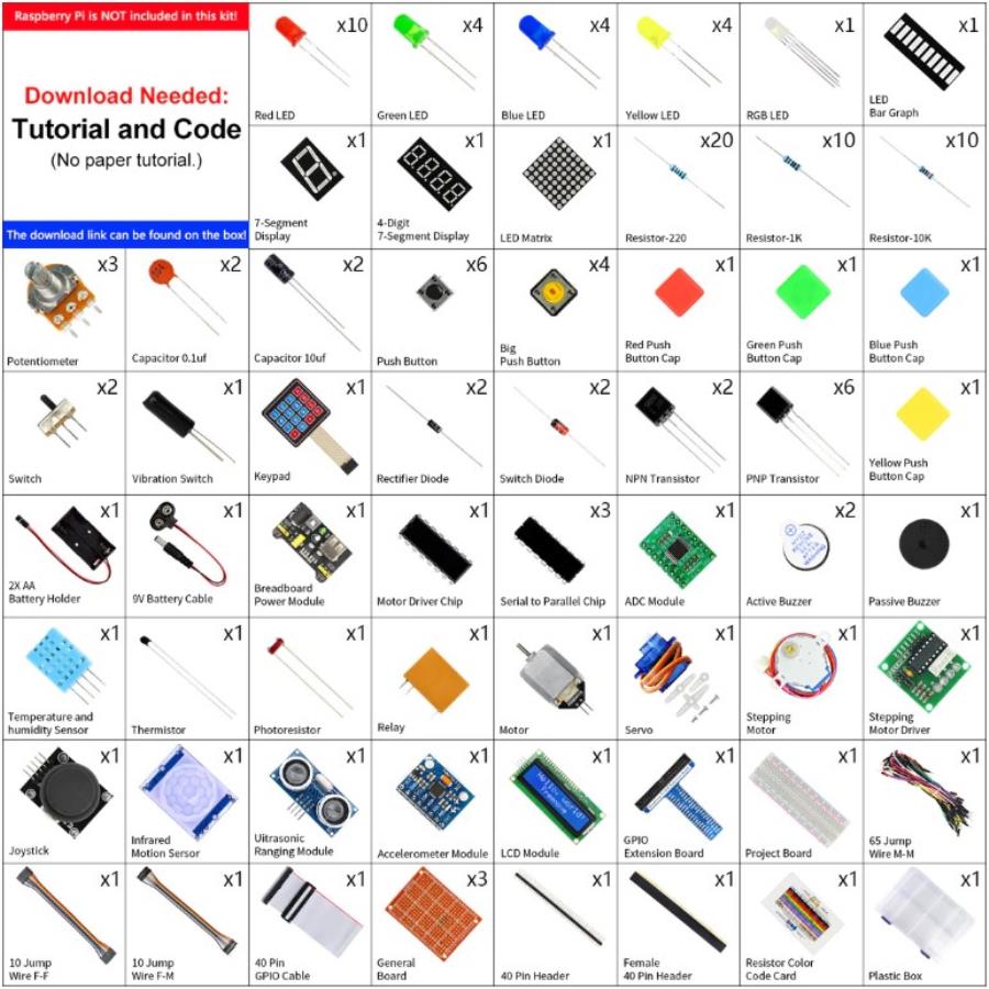 Freenove Ultimate - Kit de démarrage complet pour Raspberry Pi 5 / 400 / 4B / 3B+ / 3B - FNK0020