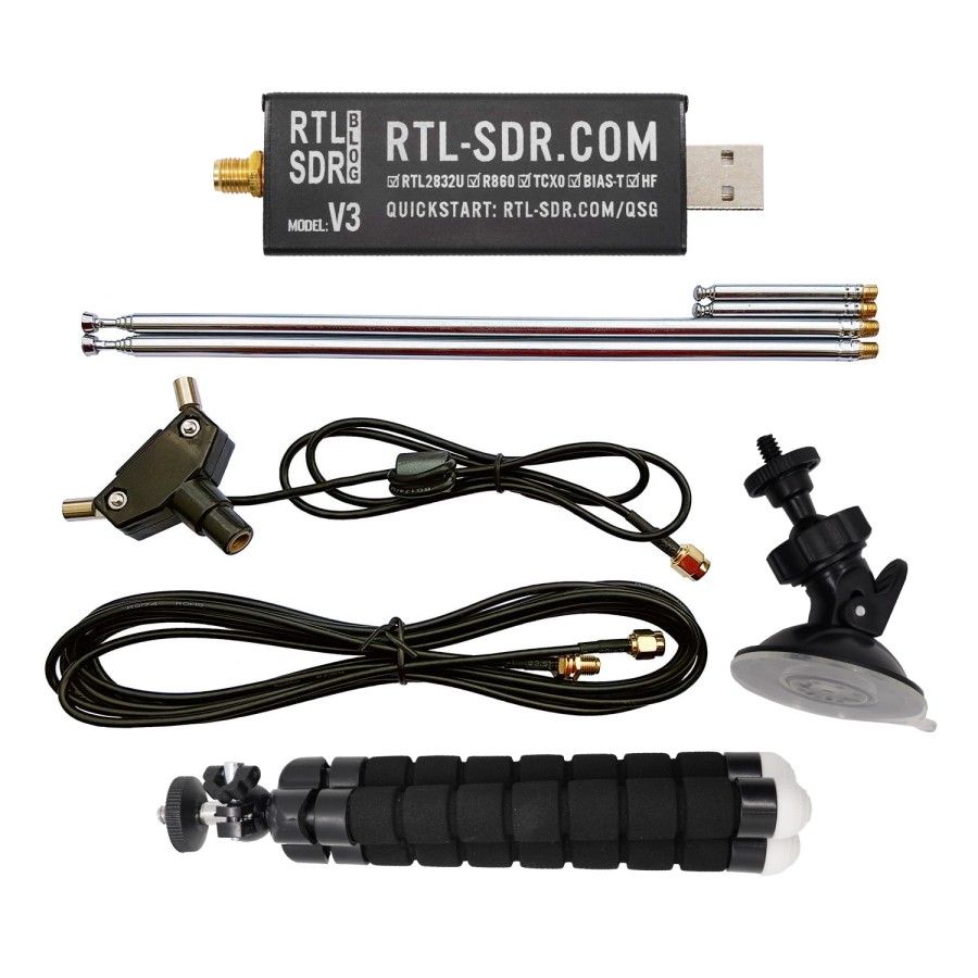 RTL-SDR V3 + Antenna - Software-defined radio with RTL R820T2 V3 – 500 kHz to 1.766 GHz + Dipole antenna kit