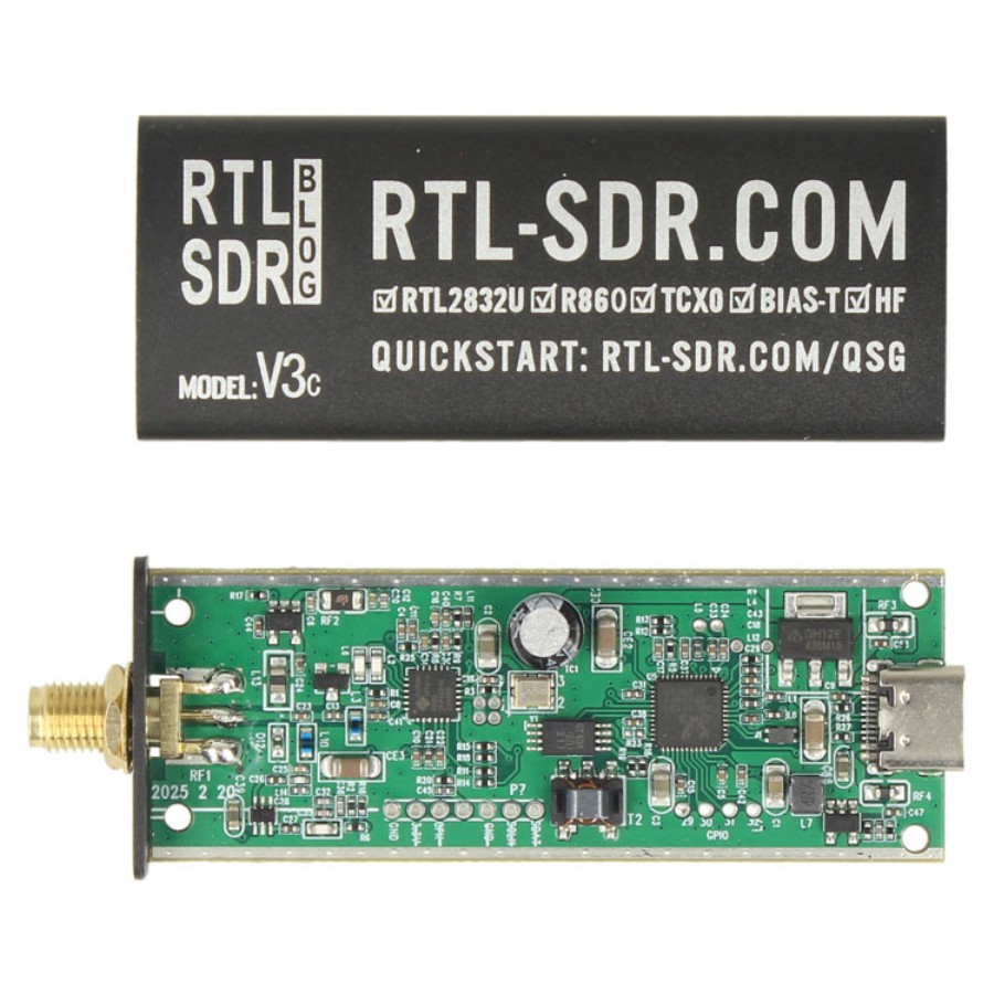 RTL-SDR V3 + Antenna - Software-defined radio with RTL R820T2 V3 – 500 kHz to 1.766 GHz + Dipole antenna kit