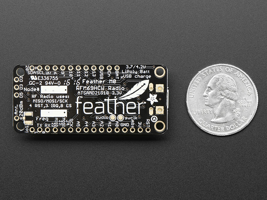Adafruit Feather - M0 RFM69HCW Packet Radio - 433MHz - RadioFruit - 3177
