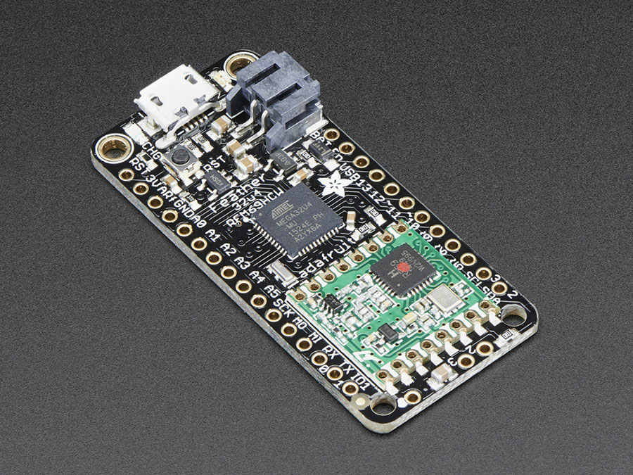 Adafruit Feather - 32u4 with RFM69HCW Packet Radio - 433MHz - RadioFruit - 3077