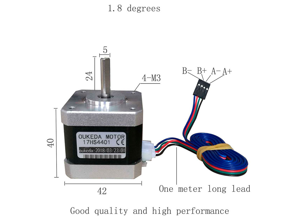 Oukeda 17HS4401 Nema 17 - Stepper Motor 3 Vcc - 1,68 A - Angle 1.8 ...
