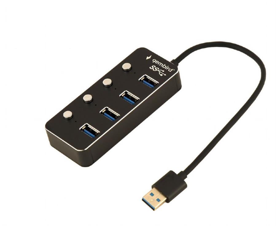 Gembird UHB-U3P4P-01 - Hub USB 3.1 (Gen 1) 4 Puertos con Interruptor - UHB-U2P4-21