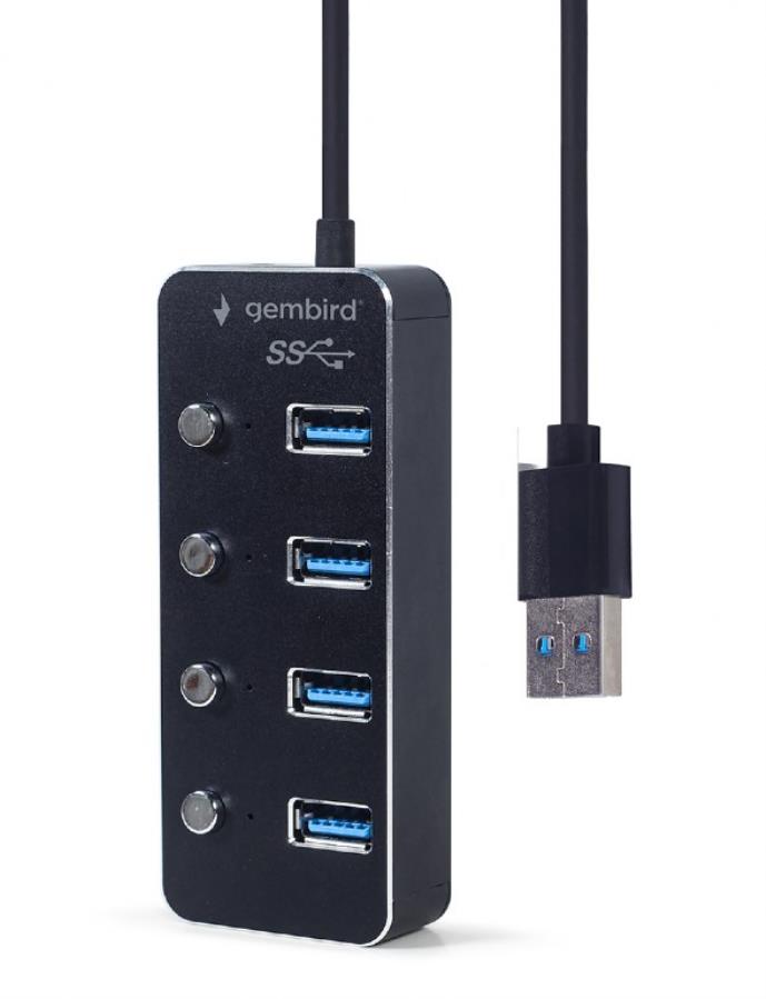 Gembird UHB-U3P4P-01 - USB 3.1 Hub (Gen 1) 4 Ports with Switch - UHB-U2P4-21