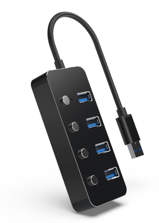 Gembird UHB-U3P4P-01 - USB 3.1 Hub (Gen 1) 4 Ports with Switch - UHB-U2P4-21