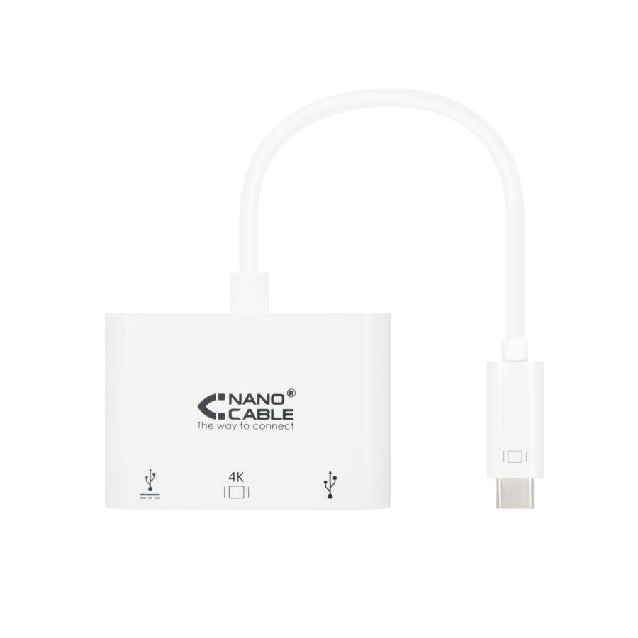 Nanocable 10.16.4302 - HUB USB 3.0 - USB-C a USB-A + HDMI + USB-C Femelle (Chargement et Données)