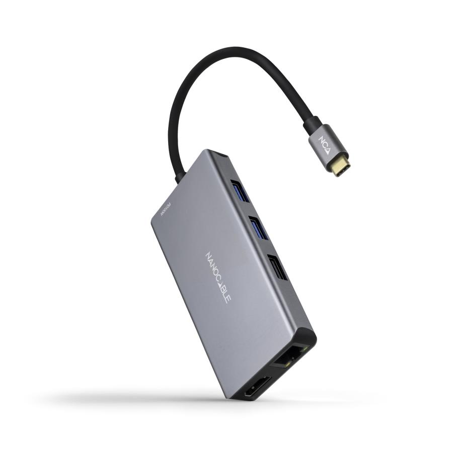 Nanocable 10.16.1009 - HUB USB 3.0 - USB-C a 3 x USB-A + 2 x HDMI + Ethernet Gigabit + Lecteur Tarjetas + USB-C PD 3.0 100W