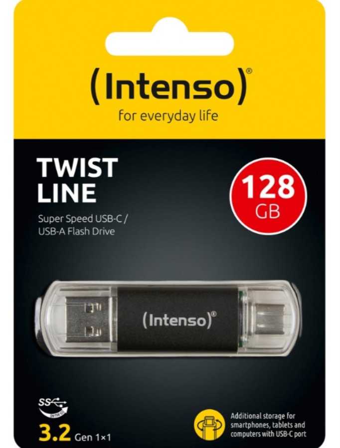 Intenso Twist Line 128 Gb - OTG Pendrive - 3.2 Gen 1x1 USB-C and USB-A - 70 MB/s - 128GB - 3539491