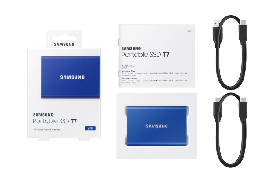Samsung T7 - Unidade SSD externa de 2 TB - USB Tipo C - 3.2 Gen 2 (3.1 Gen 2), 1050 MB/s