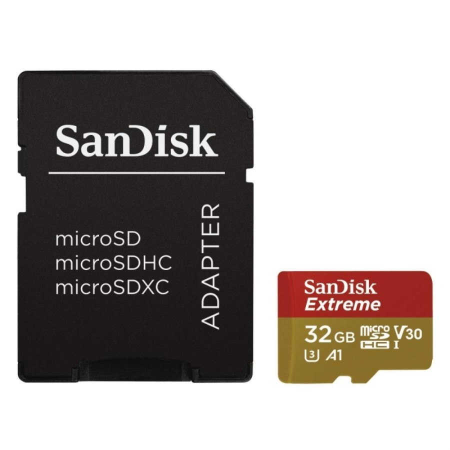 SanDisk Extreme 32 GB - Carte mémoire microSDHC™ 32 Go - C10 160 Mo/s + Adaptateur + RescuePro Deluxe - SDSQXAF-032G-GN6AA
