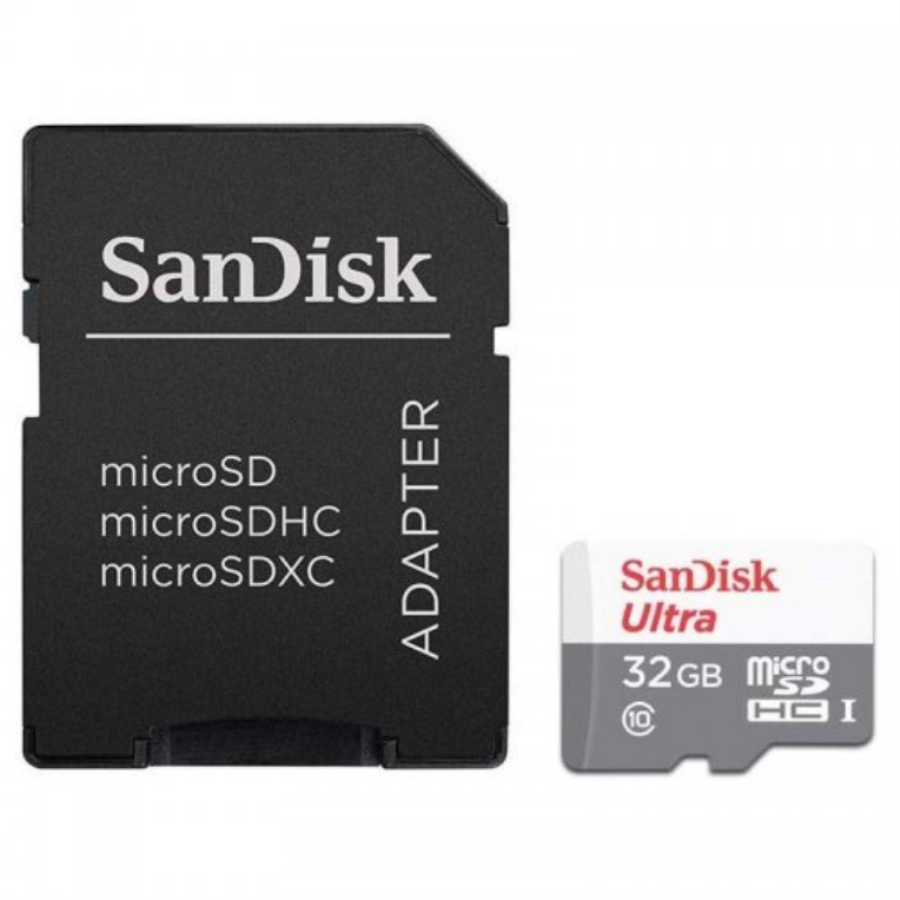 SanDisk Ultra 32 GB - Tarjeta de memoria microSDHC™ microSDXC™ 32 GB - C10 100 Mb/s con adaptador - SDSQUNR-032G-GN3MA