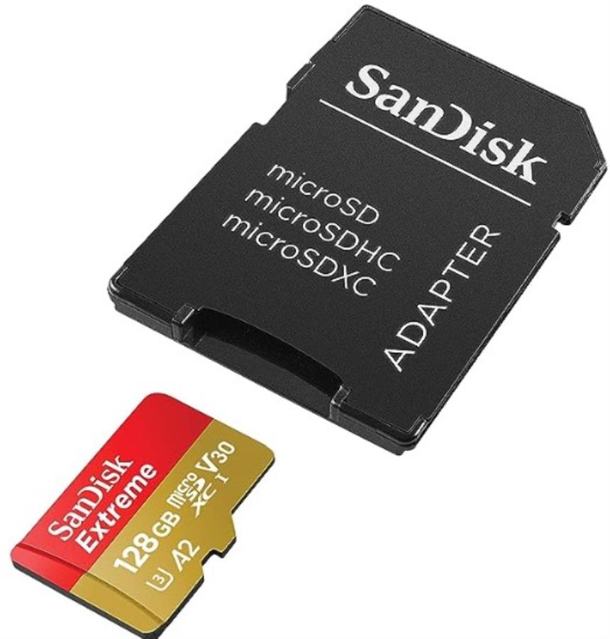 SanDisk Extreme 128GB - Carte mémoire microSDXC 128 Go + Adaptateur SD + RescuePro Deluxe - SDSQXAA-128G-GN6AA