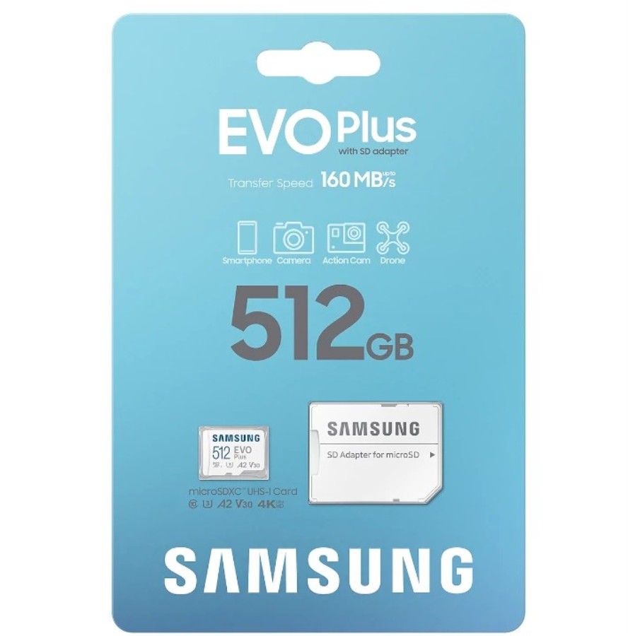 Samsung EVO Plus New 512GB Clase 10 - Carte mémoire microSDXC 512 Go + adaptateur - MB-MC512SA/EU