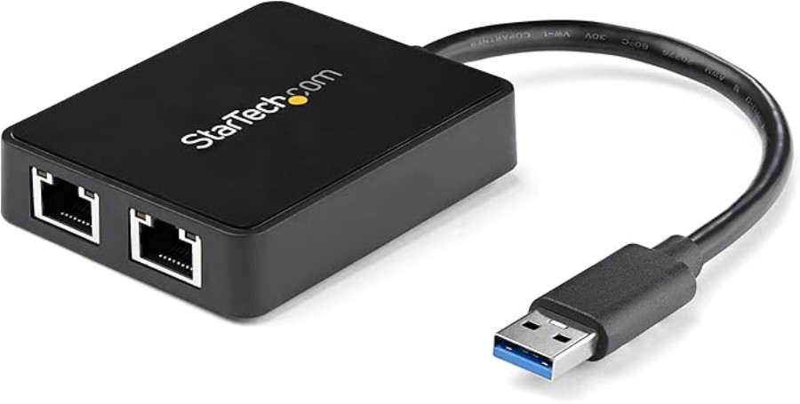 StarTech.com USB32000SPT - Adaptador USB-A para 2 x Gigabit Ethernet + USB