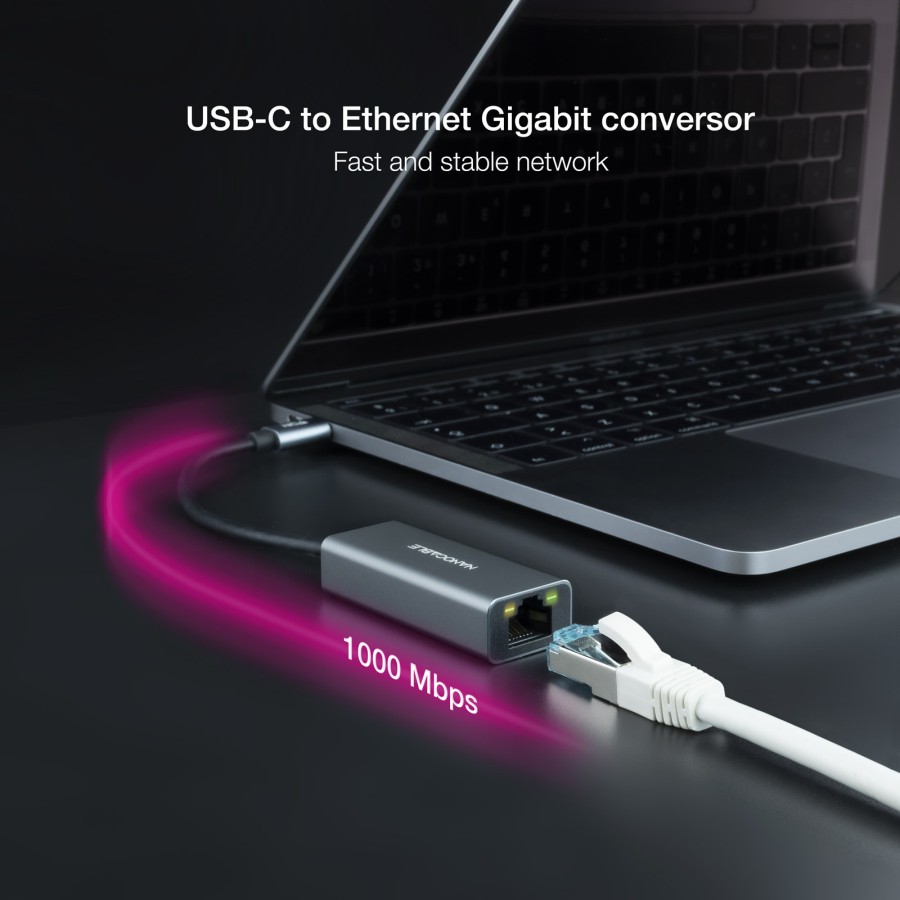 Nanocable 10.03.0406 - Carte réseau Ethernet Gigabit USB-C - Aluminium Gris
