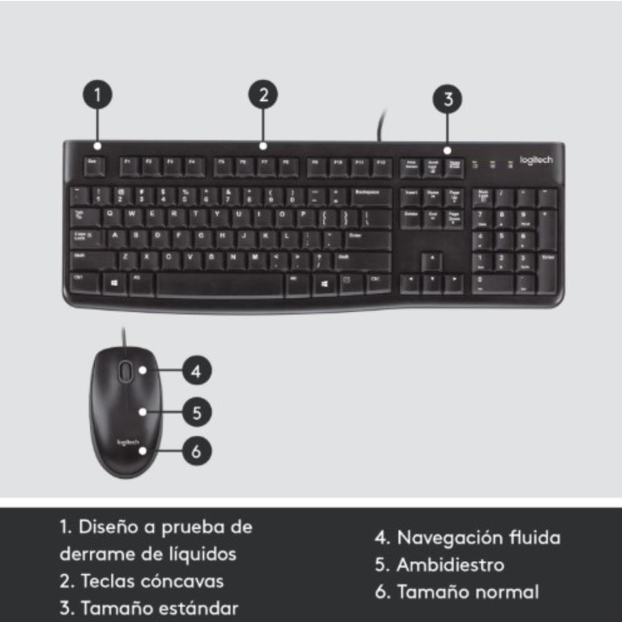 Logitech MK3120 USB - Clavier et souris filaires USB - Noir - 920-002550