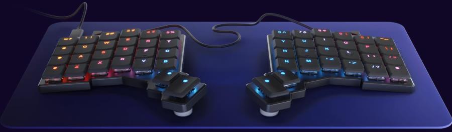 ZSA Voyager Cosmic Nomad Black - Teclado ergonómico dividido de perfil baixo - Versão Internacional - Kailh Choc Brown