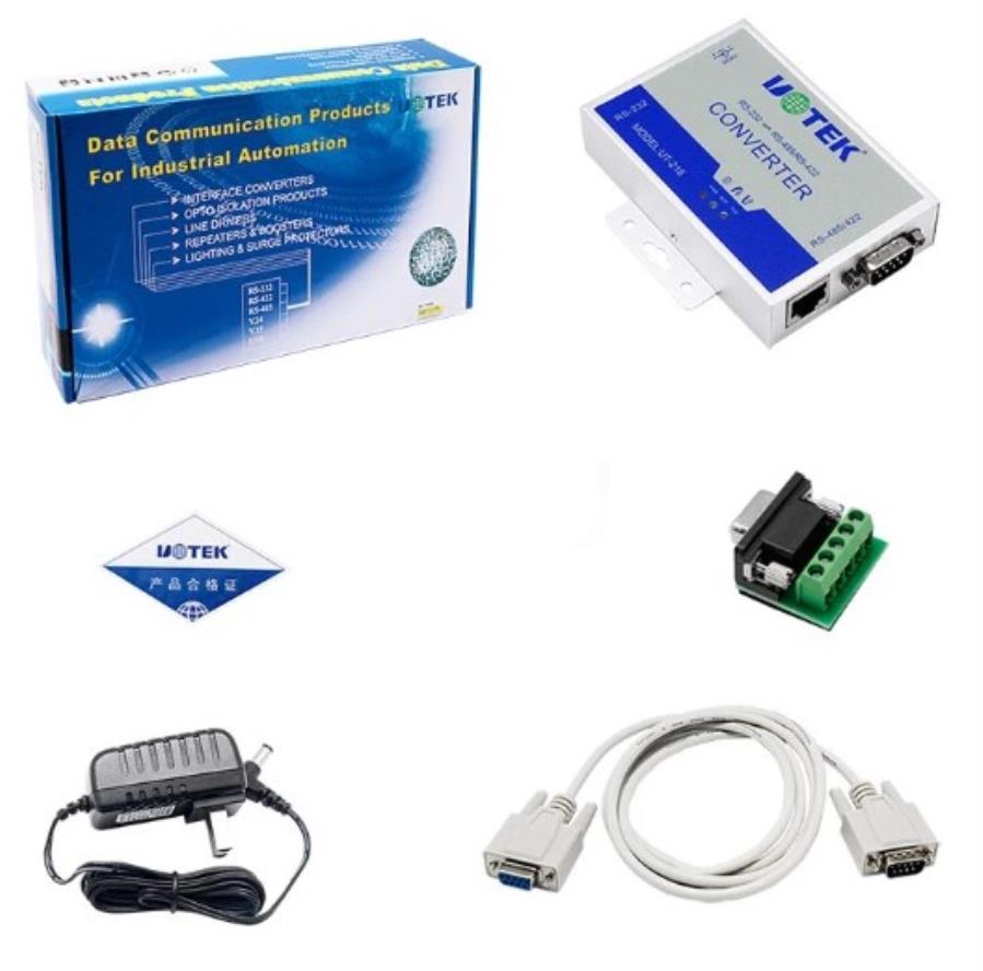 UOTEK UT-2016 - RS-232 to RS-485/422 Optoelectronic Isolated Converter with Lightning Surge Protection