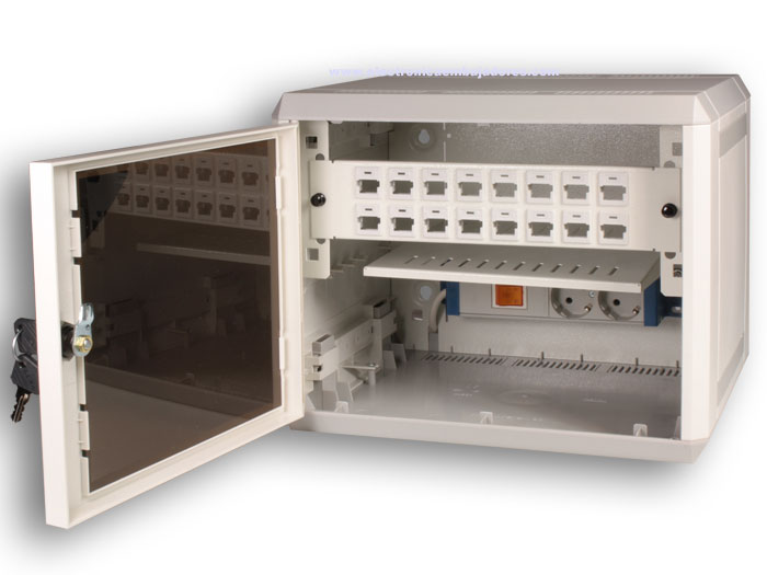 Retex Mininet - Wall-Mount Rack Enclosure Cabinet with 2 Schuko - 32240020