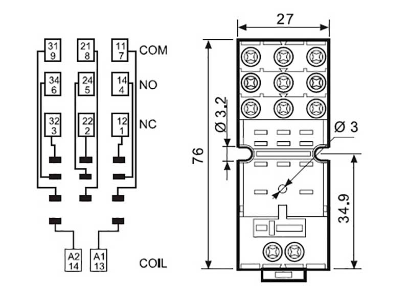 FINDER 94.03SMA - Relay Socket 3 Circuits