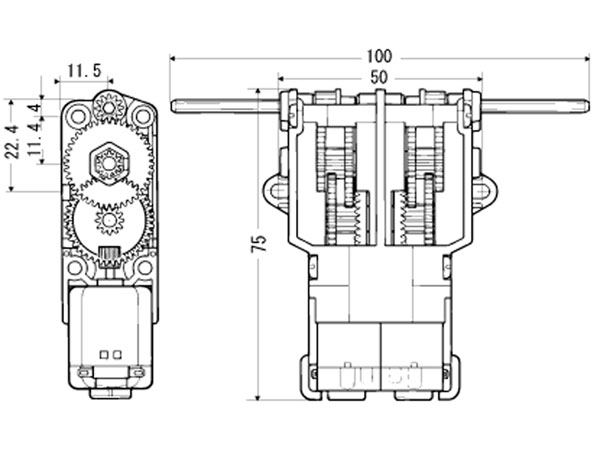 Tamiya 70097 - Ensamble Double Moteur avec Réducteur - ROB-00319