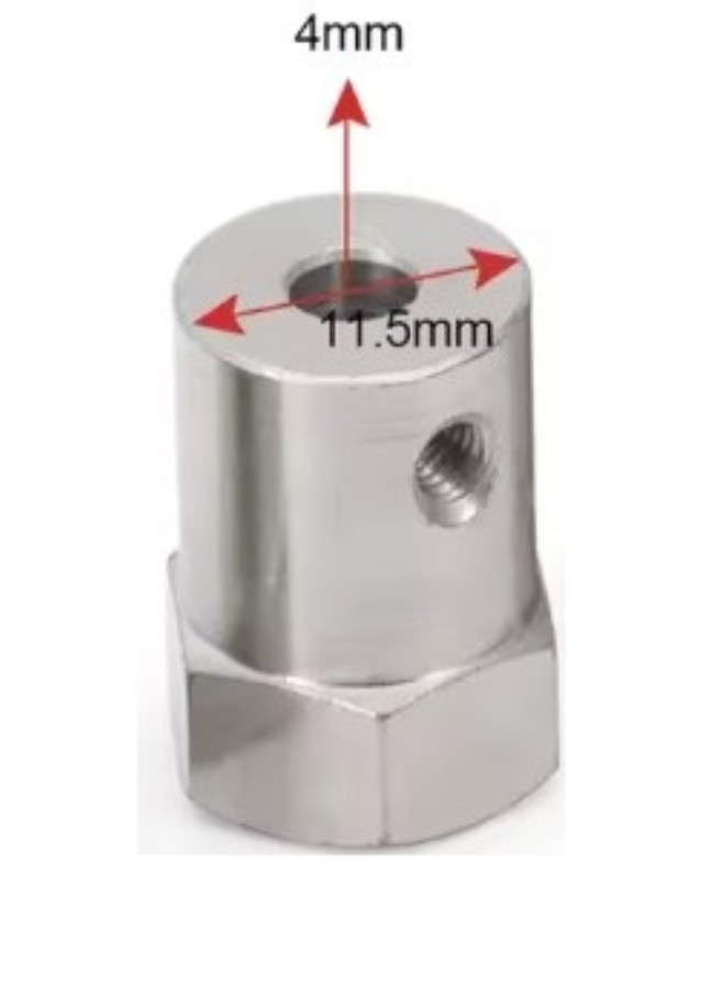 Tuerca hexagonal con eje M4 para rueda - 4 Unidades