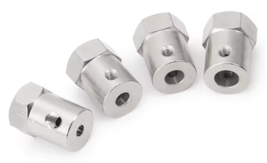 Tuerca hexagonal con eje M4 para rueda - 4 Unidades