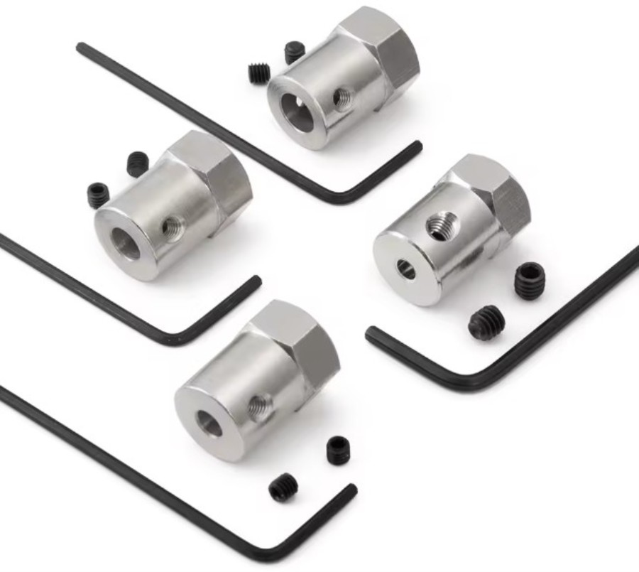 Tuerca hexagonal con eje M4 para rueda - 4 Unidades