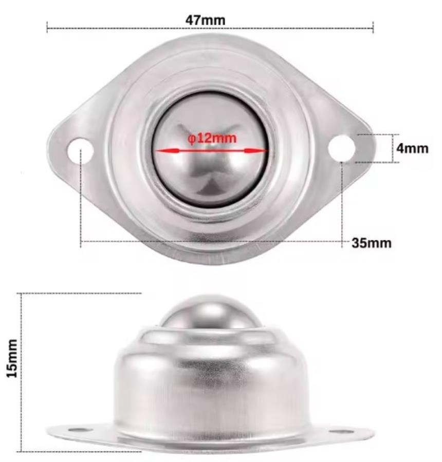 Roda de esfera em aço 12 mm - 4 Unidades