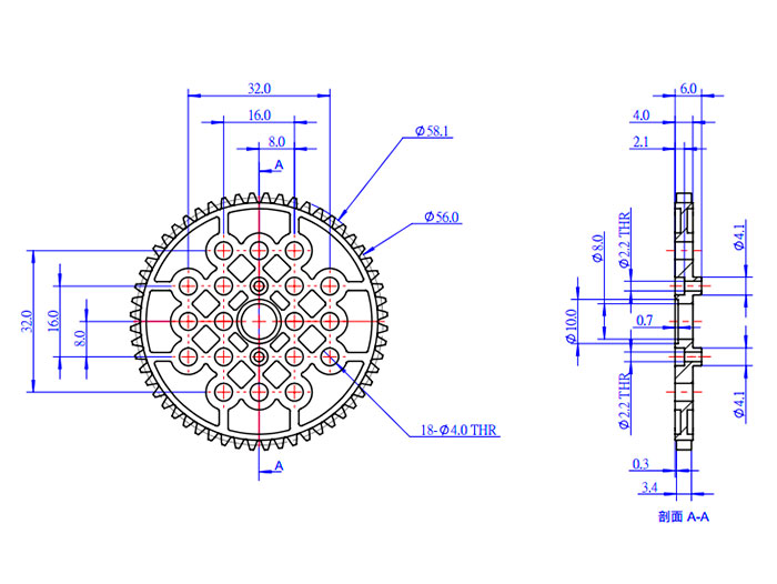 Makeblock - Rueda Transmisión 56T - Plástico - 2 Unidades - 83452