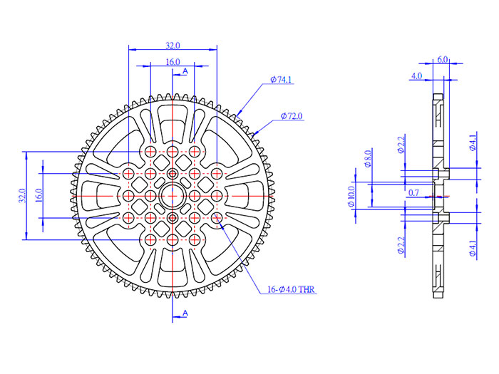Makeblock - Roue Crantée 72T (72 Dents) - Plastique - 2 Unités - 83452