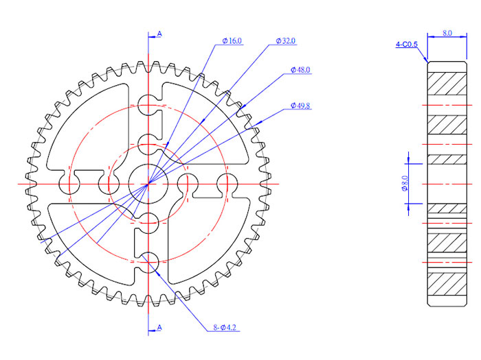 Makeblock - Roda Transmissão 48T - Azul - 83420