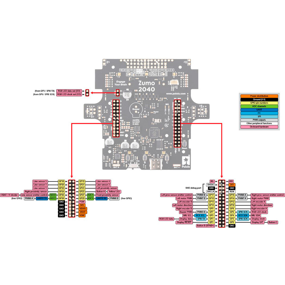Pololu Zumo 2040 Robot (Assembled with 75:1 HP Motors) - Robot Sumo assemblé - 5012
