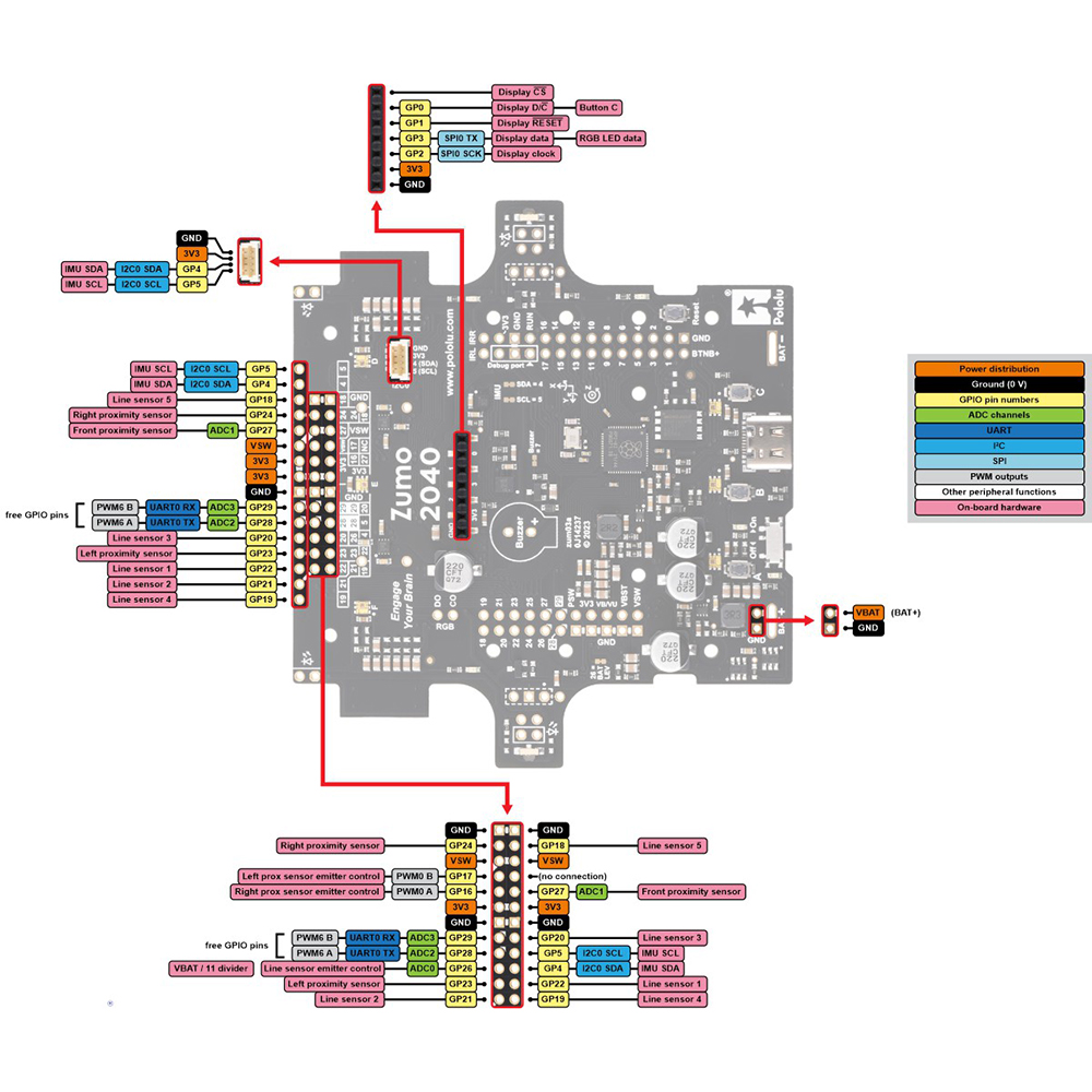 Pololu Zumo 2040 Robot (Assembled with 75:1 HP Motors) - Robot Sumo assemblé - 5012