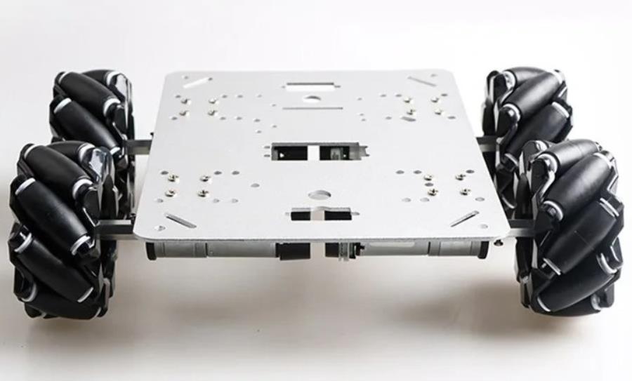 Chasis 4WD Motorreductores de 37 mm con Encoder - Plateado - 12 Vcc