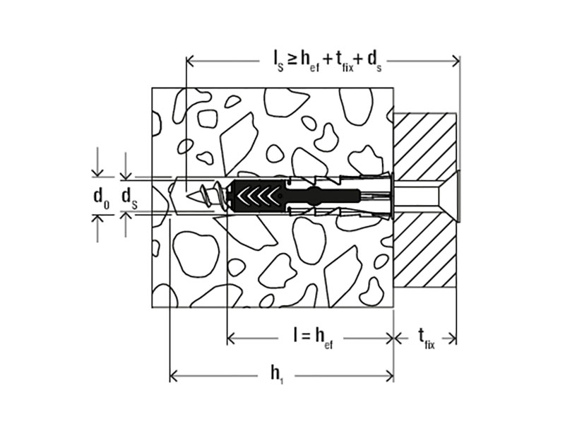 Fischer DuoPower 6 x 30 S K NV - Taco para pared de Nylon, orificio de  fijación diámetro