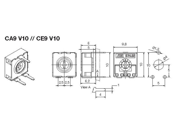 ACP CA9V10 - Potenciómetro de Ajuste Vertical - 220K
