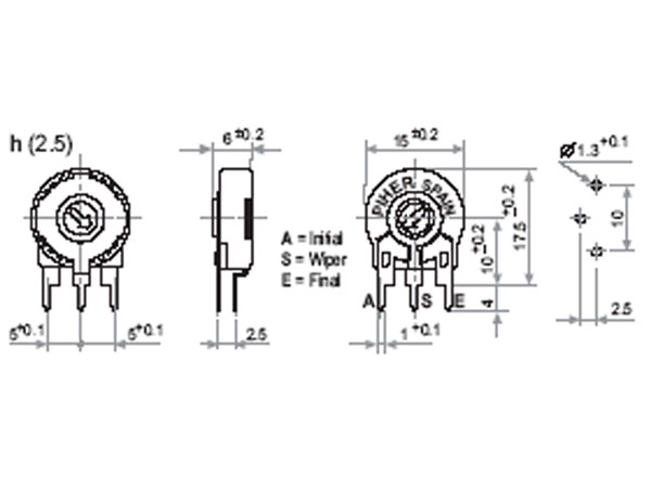 Piher PT15LH - Potenciómetro de Ajuste Horizontal - 4K7 Ohmios - PT15LH2.5472A2020S