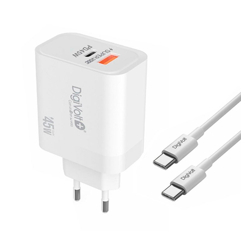 Chargeur USB 45W USB-C + USB-A avec Câble USB-C