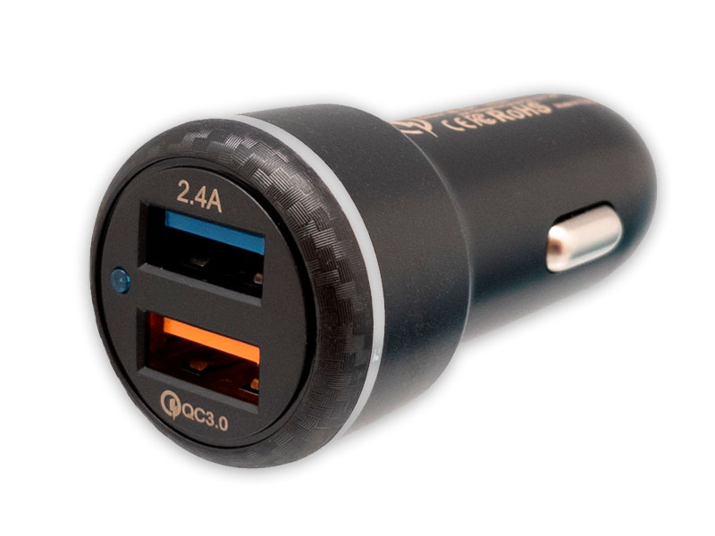 DC-DC 12..24VDC para USB-A Fêmea Azul 5V 2.4A - USB-A Laranja Carregamento Rápido