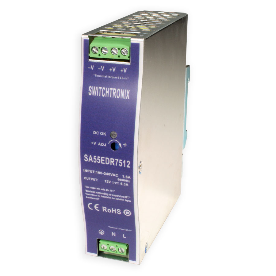 SWITCHTRONIX - Fuente de Alimentación conmutada para carril din - 75 W / 12 V