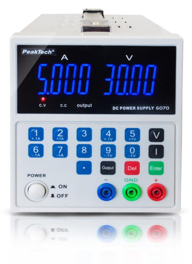 PeakTech P 6070 - Alimentation Numérique de Laboratoire 0-30V / 0-5A + 5V / 3A - USB