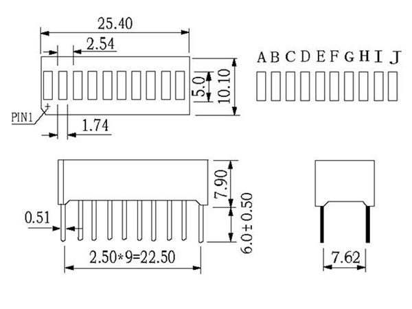 Display LED Barra 10 Segmentos - Multicor - 304080004