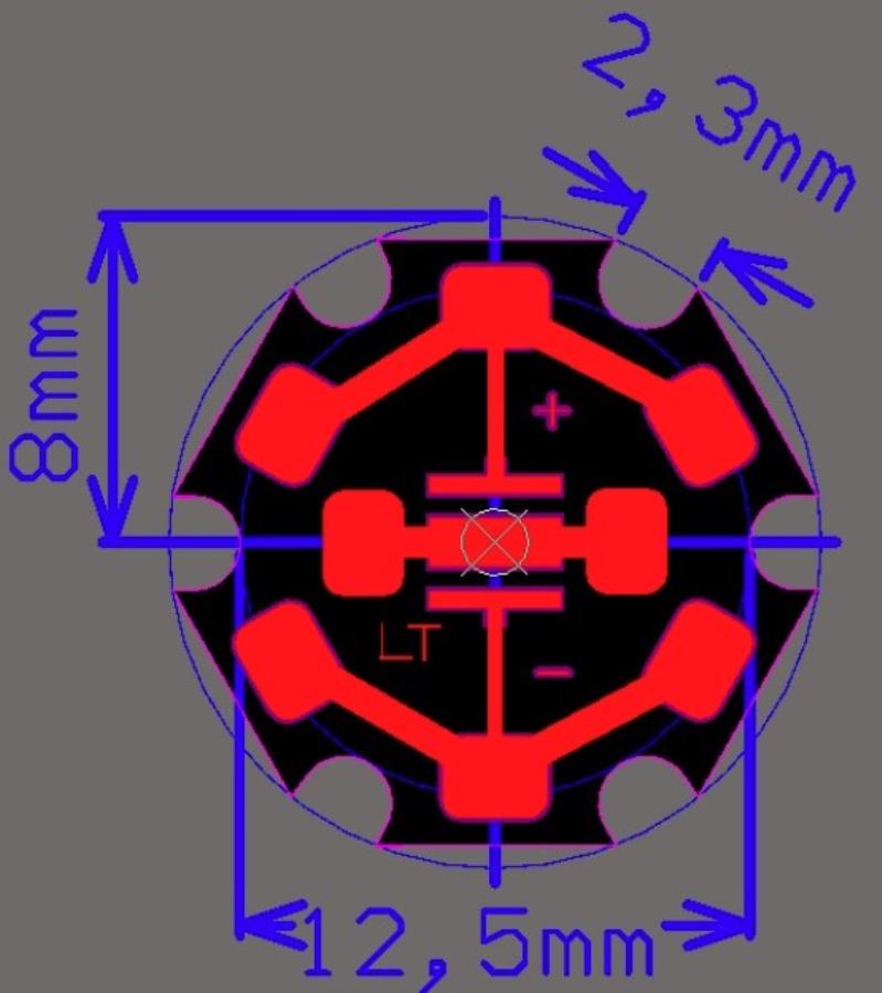 LED-TECH.DE LT-4783 - Module LED étoile 16 mm avec Luminux LUMINUX XBT-3535-UV-A130-CE275-00 - 80 mW - UV 275 nm
