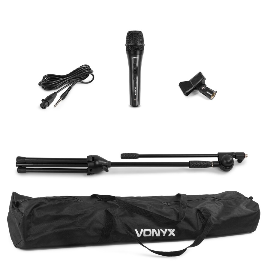 Vonyx MS10K - Trípode de microfono pie jirafa con microfono y Pinza - 0,9 m (min) / 1,9 m (max)