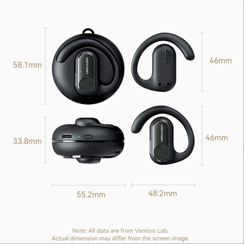 VENTION NBPB0 - Écouteurs Bluetooth Open Ear 5.3 Sport IPX5 avec 35h d’Autonomie et Commandes Tactiles